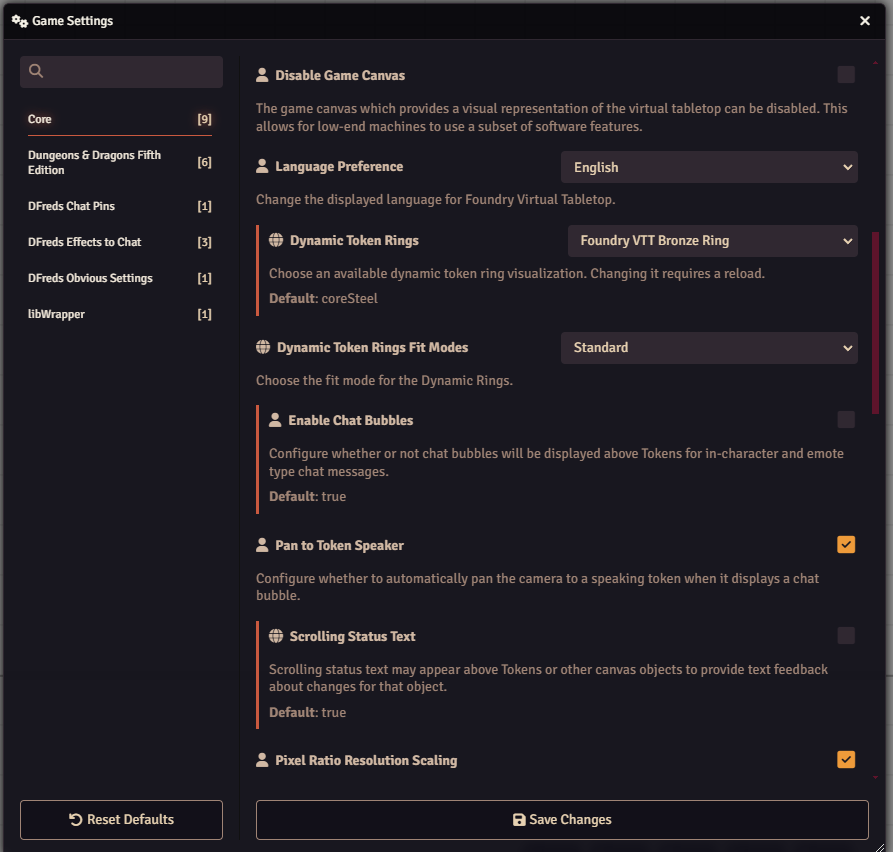 Obvious Settings